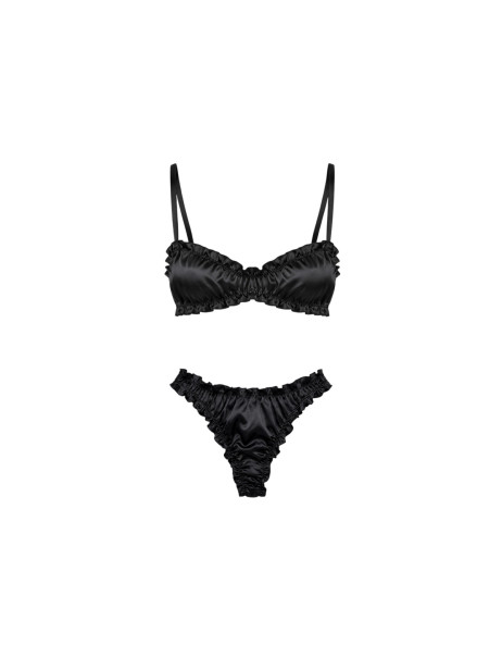 Molodo Silk Lingerie Set Air Black Сет шовкової білизни, чорний