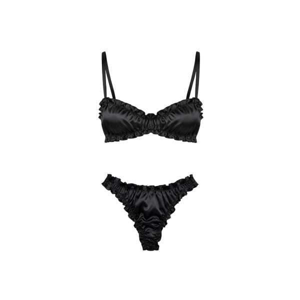 Molodo Silk Lingerie Set Air Black Сет шовкової білизни, чорний 