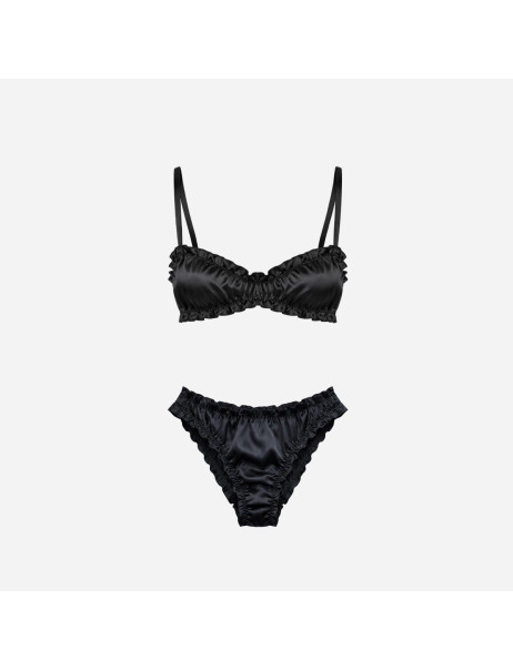 Molodo Silk Lingerie Set Air Black Сет шовкової білизни, чорний