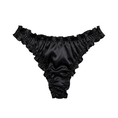 MOLODO Silk Thong Air Black Шелковые стринги, черные
