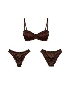 Molodo Double Silk Lingerie Set Air Brown Подвійний сет шовкової білизни, коричневий - Написати відгук