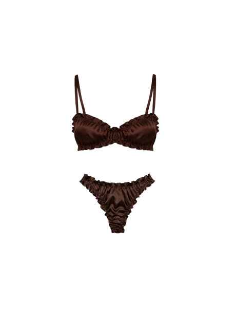 Molodo Silk Lingerie Set Air Brown Комплект шелкового белья, коричневый