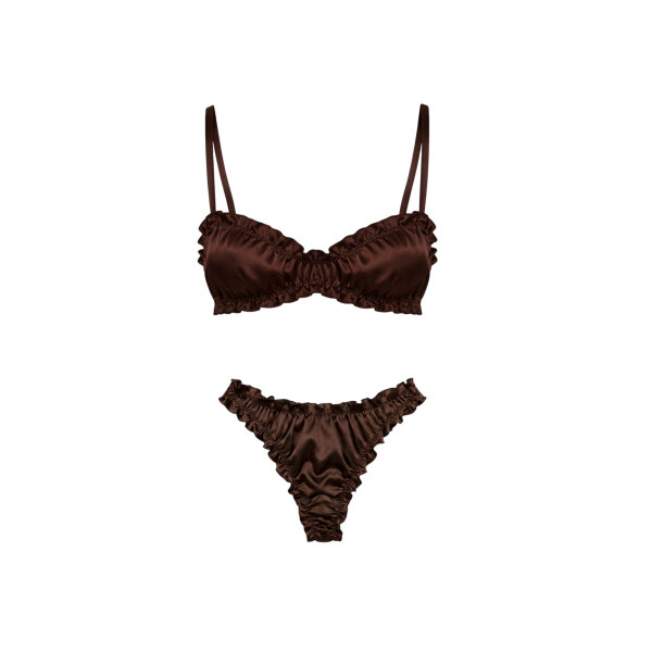 Molodo Silk Lingerie Set Air Brown Сет шовкової білизни, коричневий 