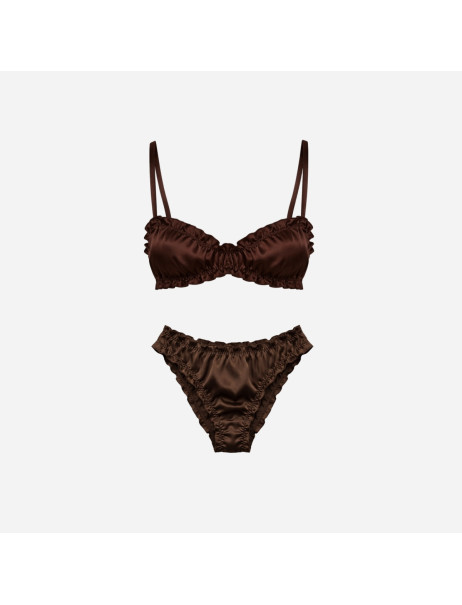 Molodo Silk Lingerie Set Air Brown Комплект шелкового белья, коричневый