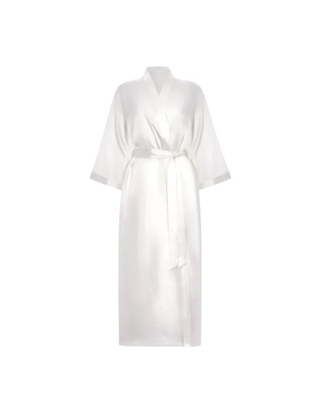 MOLODO Silk Kimono Robe Long Off White Шелковый кимоно халат длинный, молочный