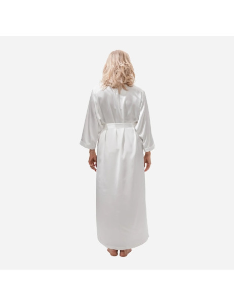 MOLODO Silk Kimono Robe Long Off White Шелковый кимоно халат длинный, молочный