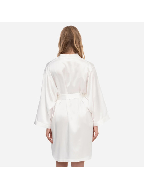 MOLODO Silk Kimono Robe Short Off White Шелковый халат-кимоно короткий, молочный