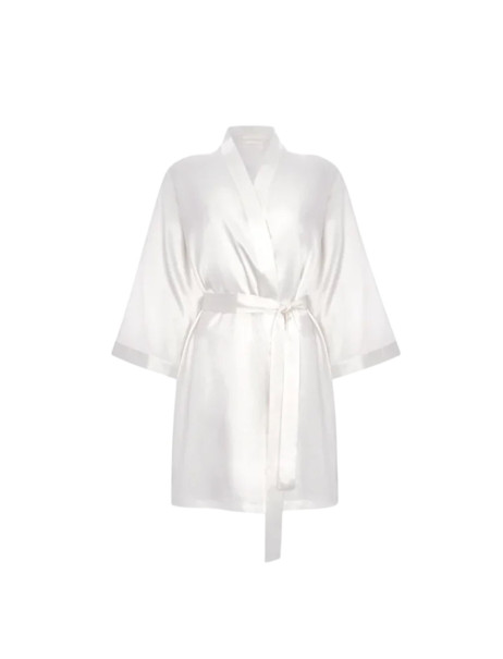 MOLODO Silk Kimono Robe Short Off White Шелковый халат-кимоно короткий, молочный