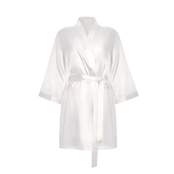 MOLODO Silk Kimono Robe Short Off White Шовковий кімоно халат короткий, молочний