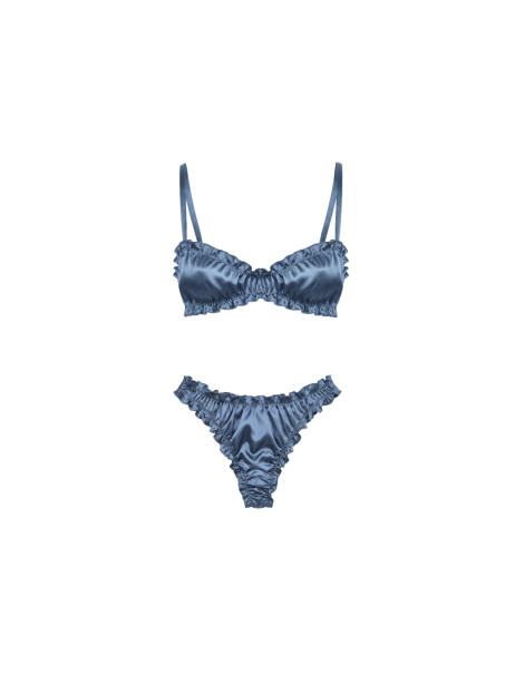 Molodo Silk Lingerie Set Air Blue Комплект шелкового белья, голубой