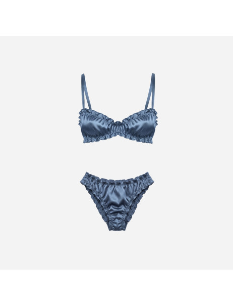Molodo Silk Lingerie Set Air Blue Комплект шелкового белья, голубой