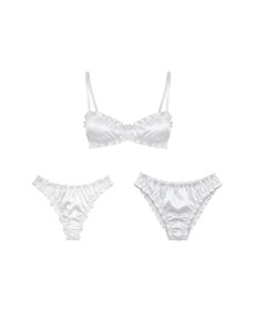 Molodo Double Silk Lingerie Set Air Off White Двойной комплект шелкового белья, молочный - Написать отзыв