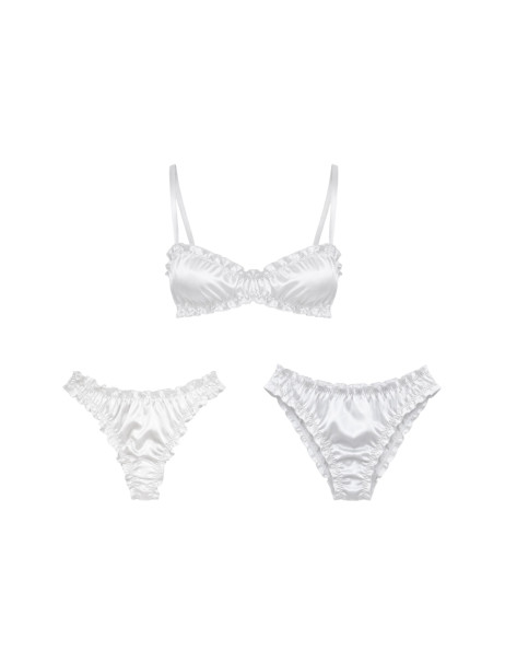 Molodo Double Silk Lingerie Set Air Off White Двойной комплект шелкового белья, молочный