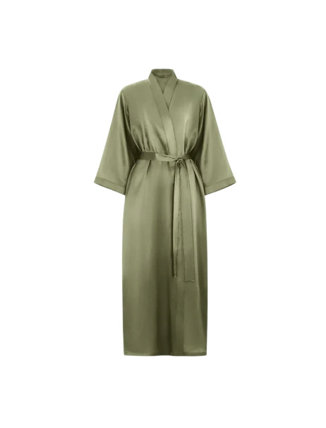 MOLODO Silk Kimono Robe Long Forest Moss Шовковий кімоно халат довгий, оливковий