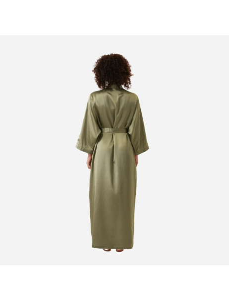 MOLODO Silk Kimono Robe Long Forest Moss Шовковий кімоно халат довгий, оливковий