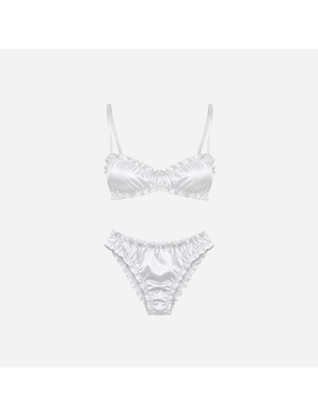 Molodo Silk Lingerie Set Air Off White Комплект шелкового белья, молочный