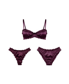 Molodo Double Silk Lingerie Set Air Plum Двойной комплект шелкового белья, сливовый - Написать отзыв