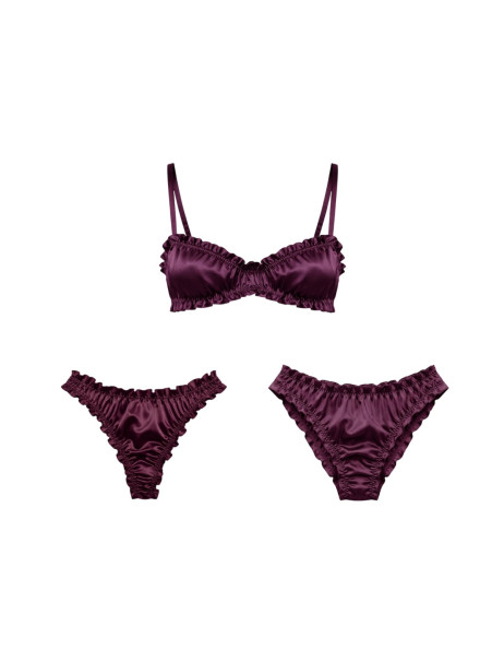 Molodo Double Silk Lingerie Set Air Plum Двойной комплект шелкового белья, сливовый