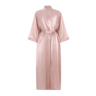 MOLODO Silk Kimono Robe Long Powder Pink Шовковий кімоно халат довгий, пудровий