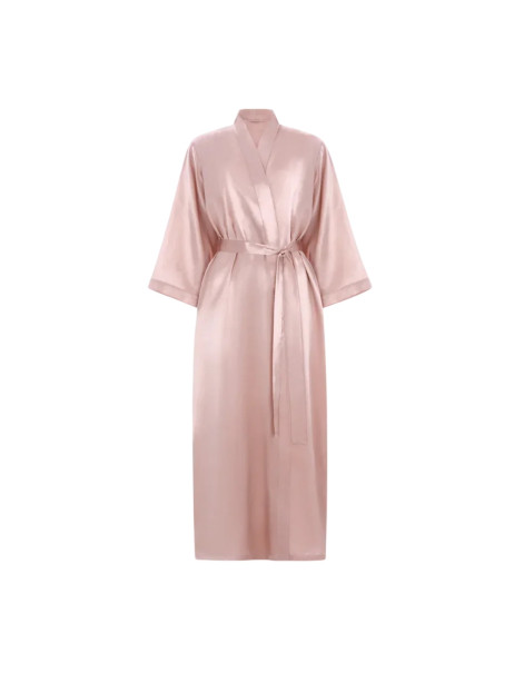 MOLODO Silk Kimono Robe Long Powder Pink Шовковий кімоно халат довгий, пудровий
