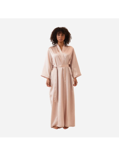 MOLODO Silk Kimono Robe Long Powder Pink Шовковий кімоно халат довгий, пудровий