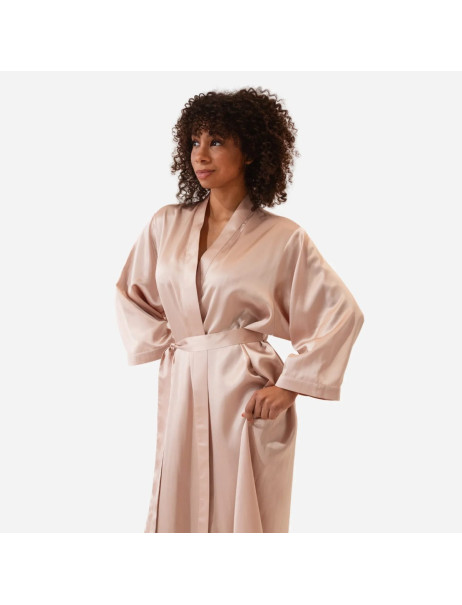MOLODO Silk Kimono Robe Long Powder Pink Шовковий кімоно халат довгий, пудровий
