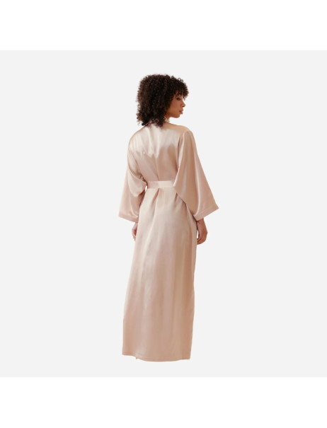 MOLODO Silk Kimono Robe Long Powder Pink Шовковий кімоно халат довгий, пудровий