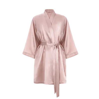 MOLODO Silk Kimono Robe Powder Pink Шелковый халат-кимоно короткий, пудровый