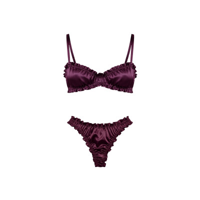 Molodo Silk Lingerie Set Air Plum Комплект шелкового белья, сливовый