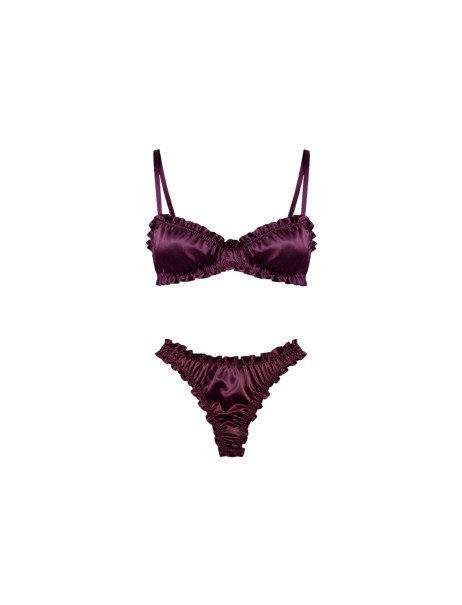 Molodo Silk Lingerie Set Air Plum Комплект шелкового белья, сливовый