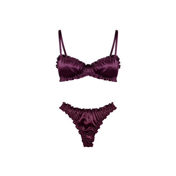 Molodo Silk Lingerie Set Air Plum Сет шовкової білизни, сливовий 