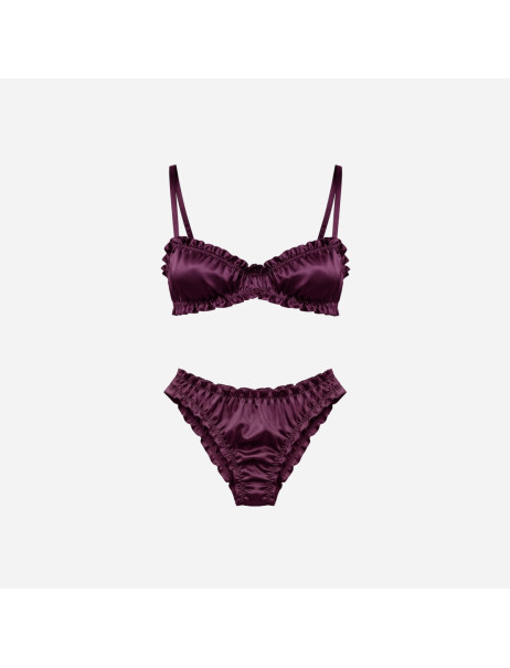 Molodo Silk Lingerie Set Air Plum Комплект шелкового белья, сливовый