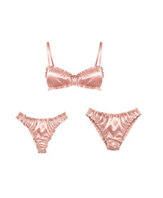 Molodo Double Silk Lingerie Set Air Powder Pink Подвійний сет шовкової білизни, пудровий - Написати відгук