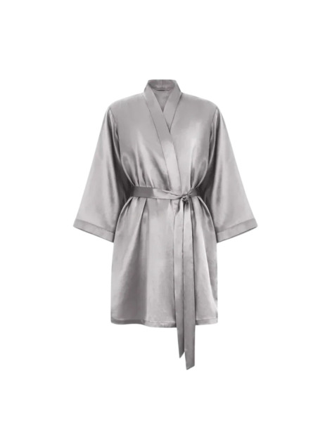 MOLODO Silk Kimono Robe Short Stone Grey Шелковый халат-кимоно короткий, серый