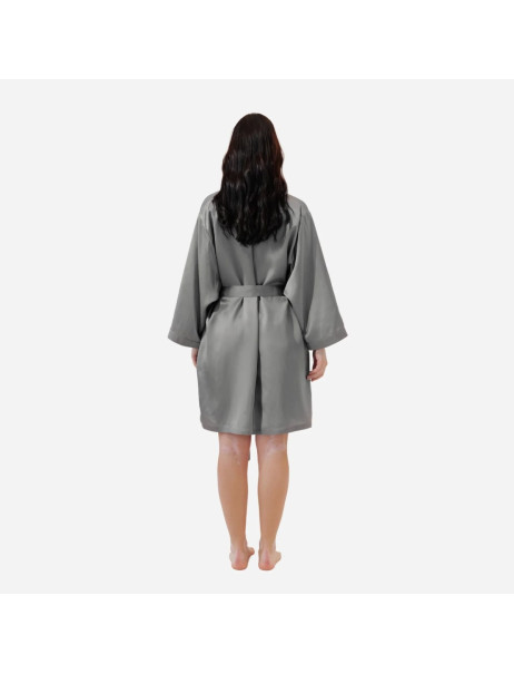 MOLODO Silk Kimono Robe Short Stone Grey Шелковый халат-кимоно короткий, серый