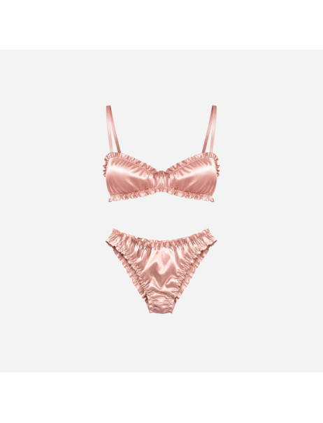 Molodo Silk Lingerie Set Air Powder Pink Сет шовкової білизни, пудровий