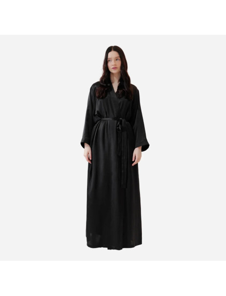 MOLODO Silk Kimono Robe Long Plum Шелковый кимоно халат длинный, сливовый