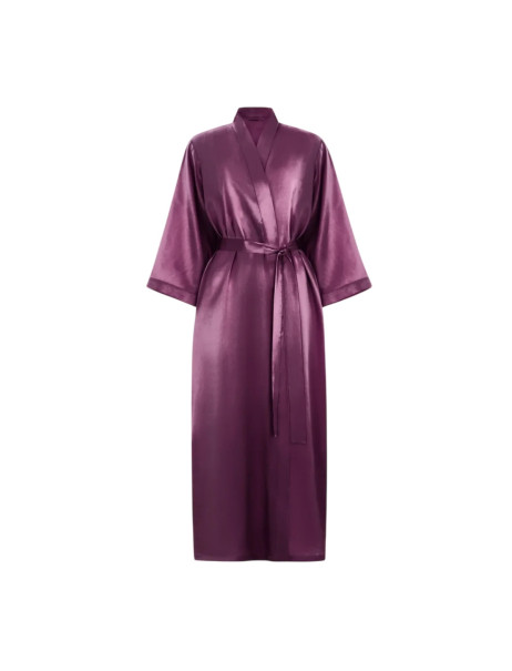 MOLODO Silk Kimono Robe Long Plum Шелковый кимоно халат длинный, сливовый
