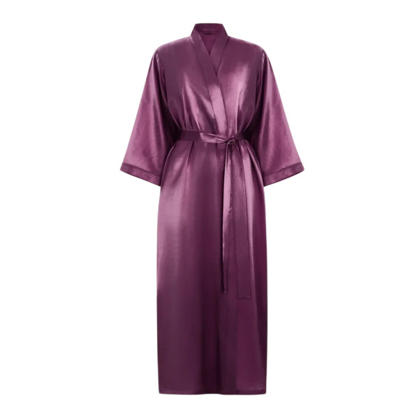MOLODO Silk Kimono Robe Long Plum Шовковий кімоно халат довгий, сливовий