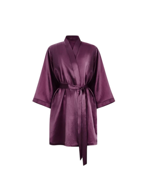 MOLODO Silk Kimono Robe Short Plum Шелковый халат-кимоно короткий, сливовый