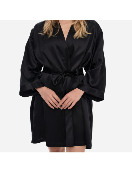 MOLODO Silk Kimono Robe Short Plum Шелковый халат-кимоно короткий, сливовый