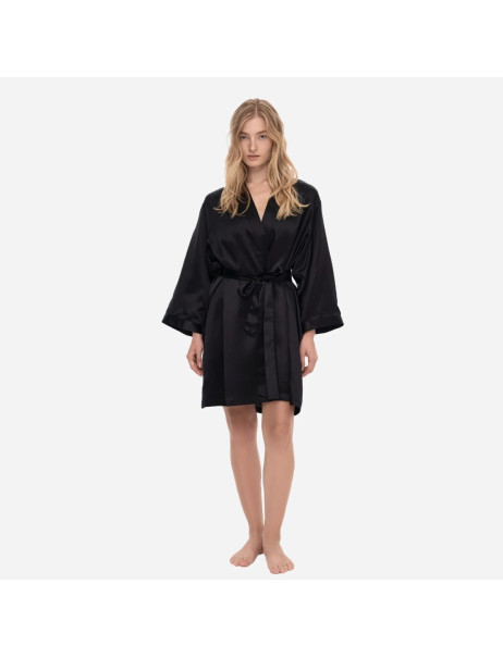MOLODO Silk Kimono Robe Short Plum Шелковый халат-кимоно короткий, сливовый