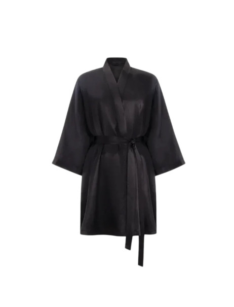 MOLODO Silk Kimono Robe Short Black Шовковий кімоно халат короткий, чорний