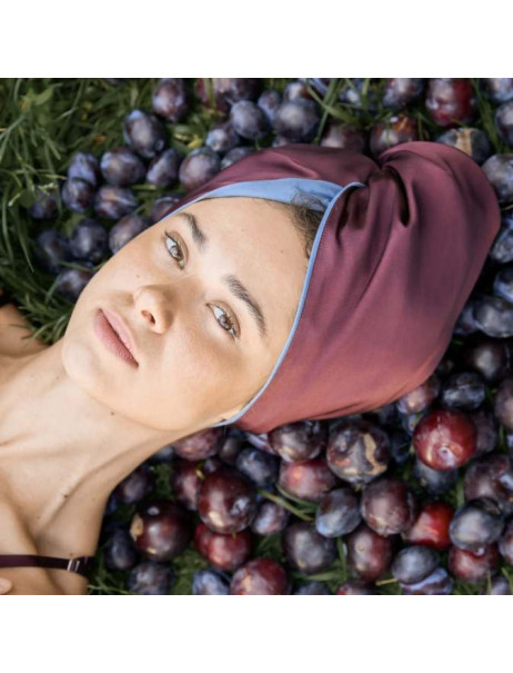 MOLODO Silk Turban With Microfiber Plum Шелковый тюрбан с микрофиброй, сливовый