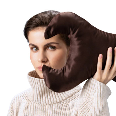 MOLODO Silk Anti-Aging Pillow Key Brown Антивозрастная подушка против морщин вокруг глаз, коричневая