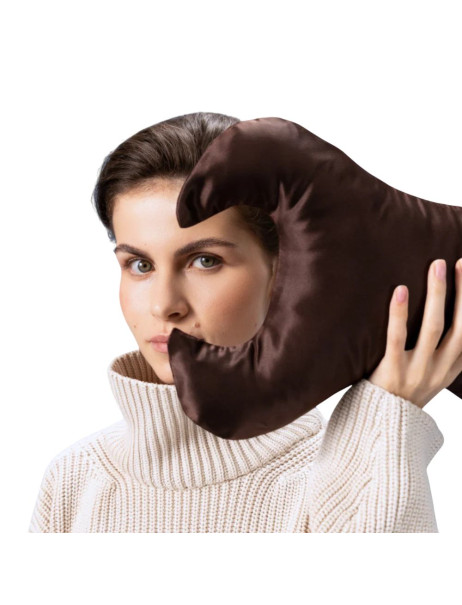 MOLODO Silk Anti-Aging Pillow Key Brown Антивозрастная подушка против морщин вокруг глаз, коричневая