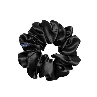 MOLODO Silk Scrunchie Maxi Black Объёмная резинка из шелка, черная
