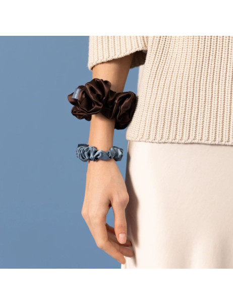 MOLODO Silk Scrunchie Maxi Brown Объёмная резинка из шелка, коричневая