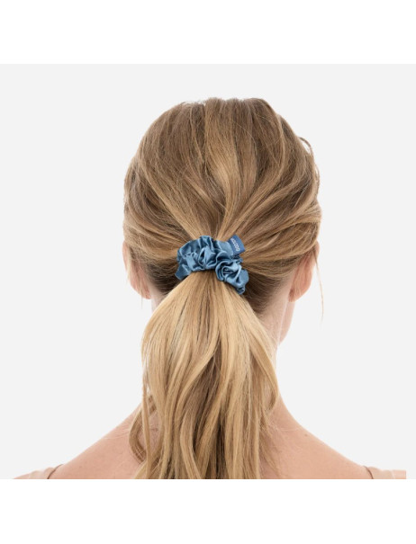 MOLODO Silk Scrunchie Midi Blue Шелковая резинка среднего размера, голубая