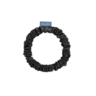 MOLODO Silk Scrunchie Mini Black Тонка шовкова резинка для волосся, чорна